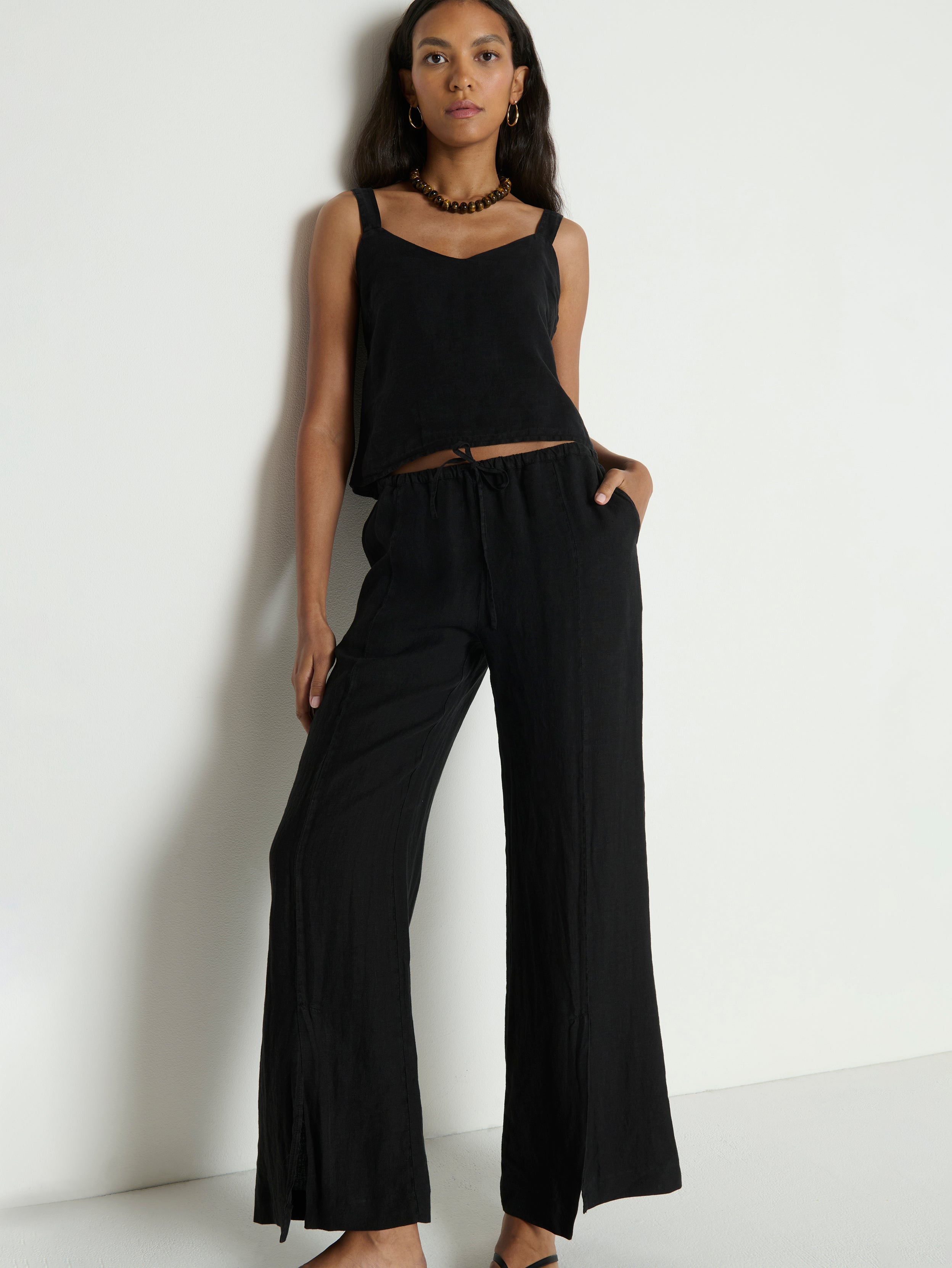 Relaxed Linen Pant - Jet Black