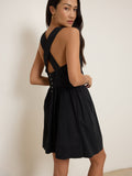 Sleeveless Poplin Mini Dress - Jet Black