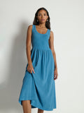 Rib Bodice Jersey Midi Dress - Indigo