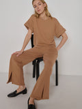 Wide-Leg French Terry Knit Pant - Palo Santo