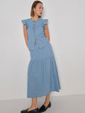 Tiered Midi Skirt - Chambray