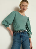 Smocked Cuff 3/4 Sleeve Cotton Tee – Sagebrush