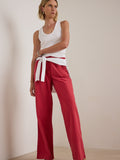 Tie Waist Straight-Leg Poplin Pant - Heartbeat Red