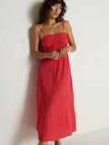 Spaghetti Strap Shirred Voile Midi Dress - Flora