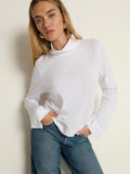 Relaxed Fit Cotton Folded Turtleneck – White