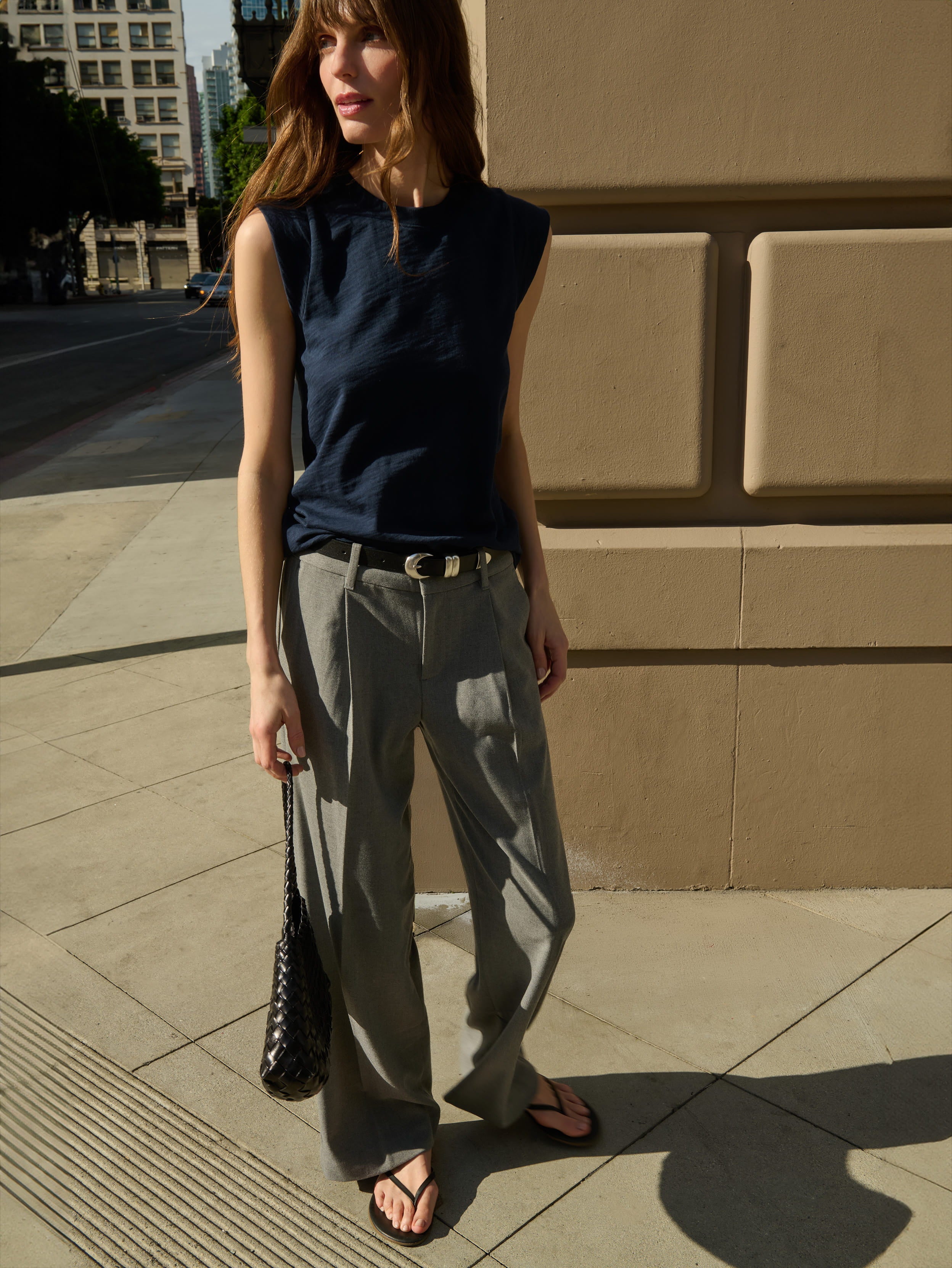 Structured Shoulder Muscle Tank – Navy Night Sky
