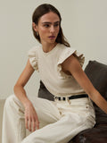 Fused Ruffle Waist-Defining Tank - Heather Oatmeal