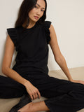 Fused Ruffle Waist-Defining Tank - Jet Black