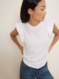 Fused Ruffle Jersey Tank – White