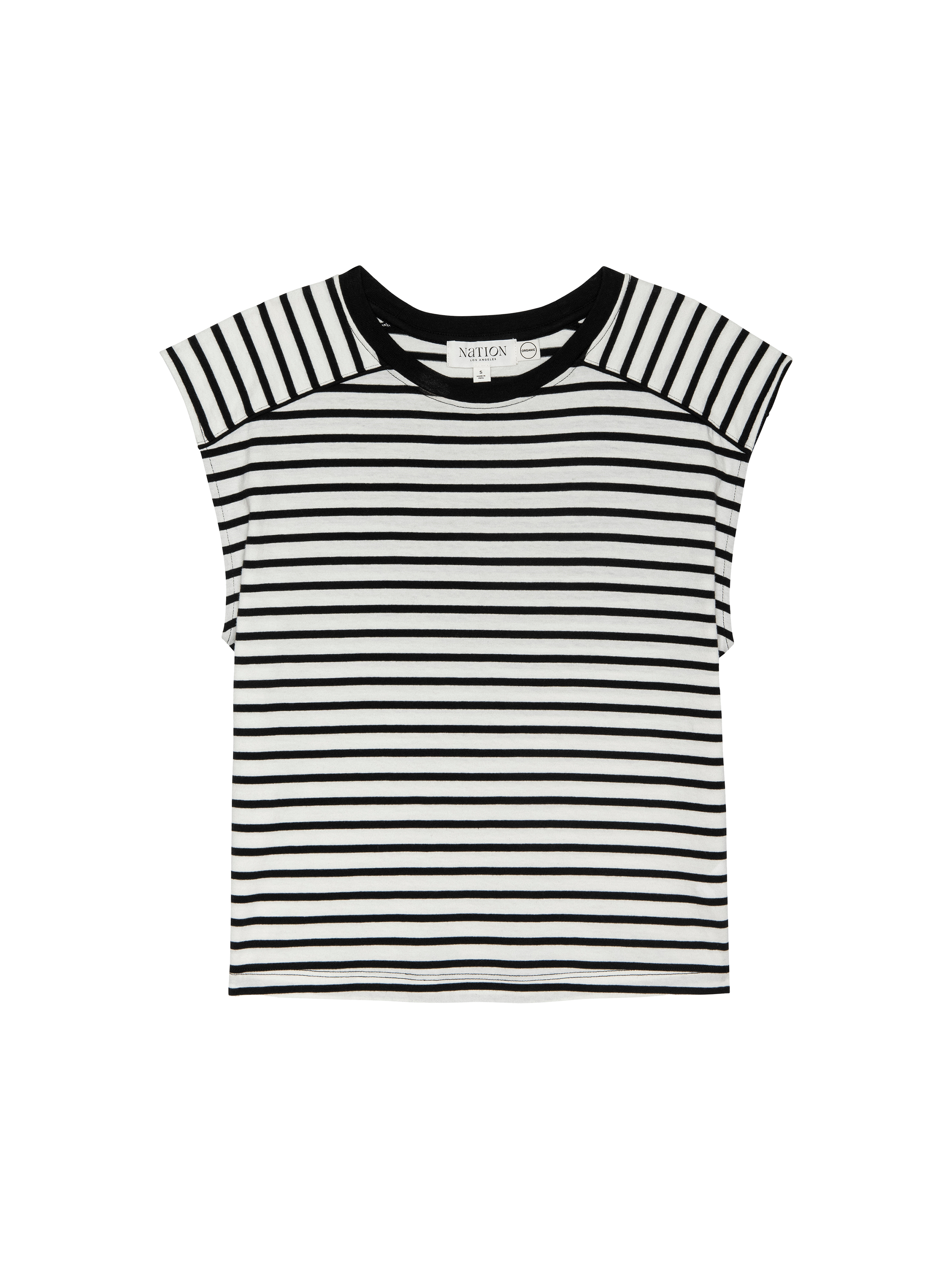 Yoked Bodice Crew Neck Organic Cotton Stripe Tank – Cross Walk Stripe