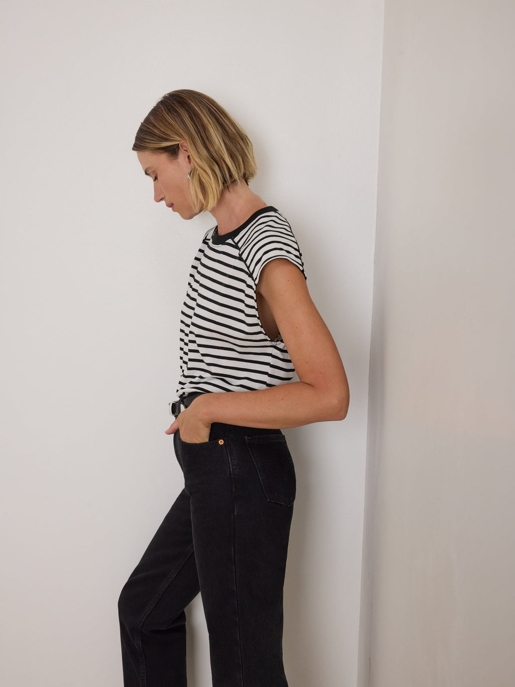 Yoked Bodice Crew Neck Organic Cotton Stripe Tank – Cross Walk Stripe