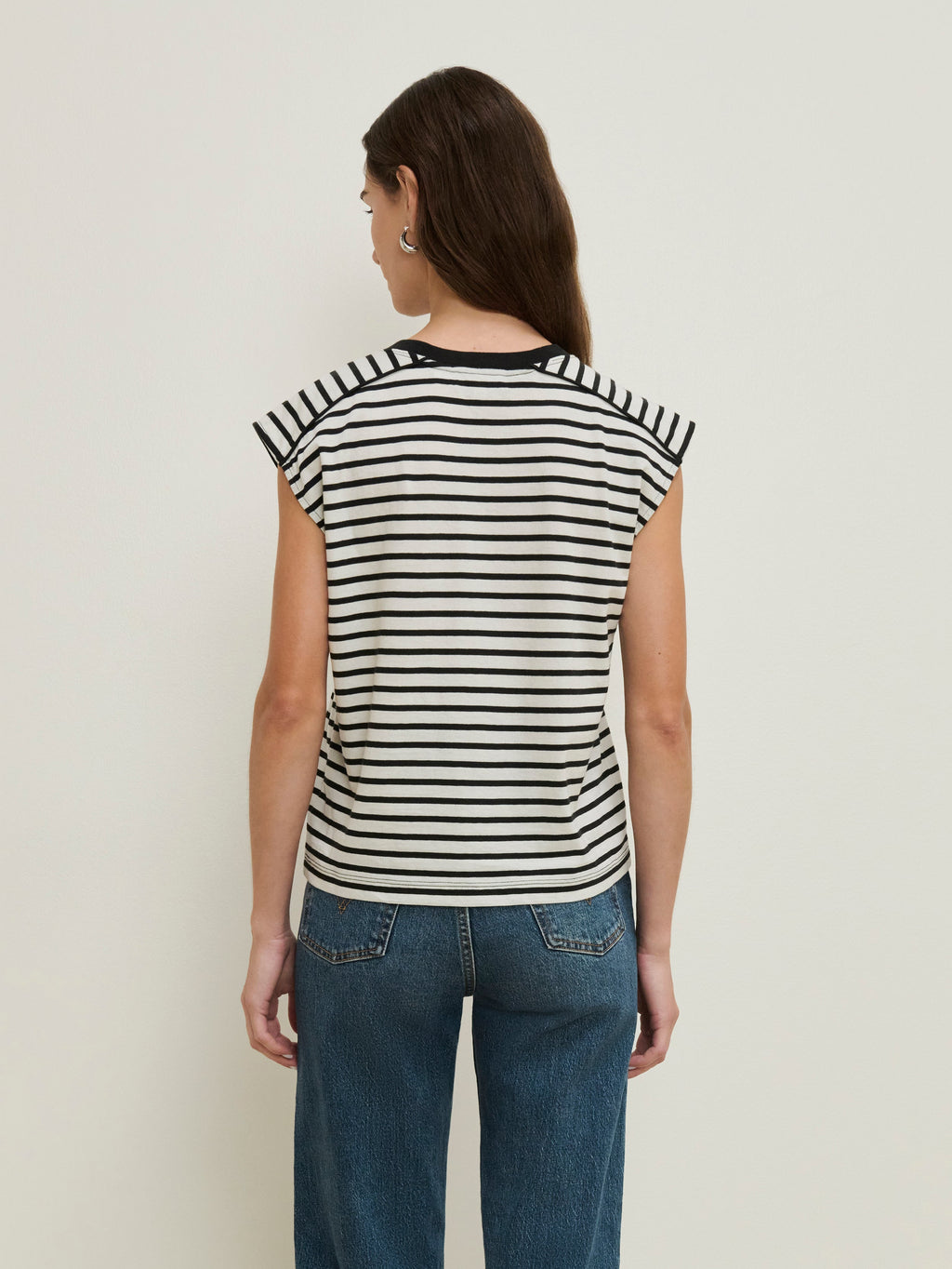 Yoked Bodice Crew Neck Organic Cotton Stripe Tank – Cross Walk Stripe