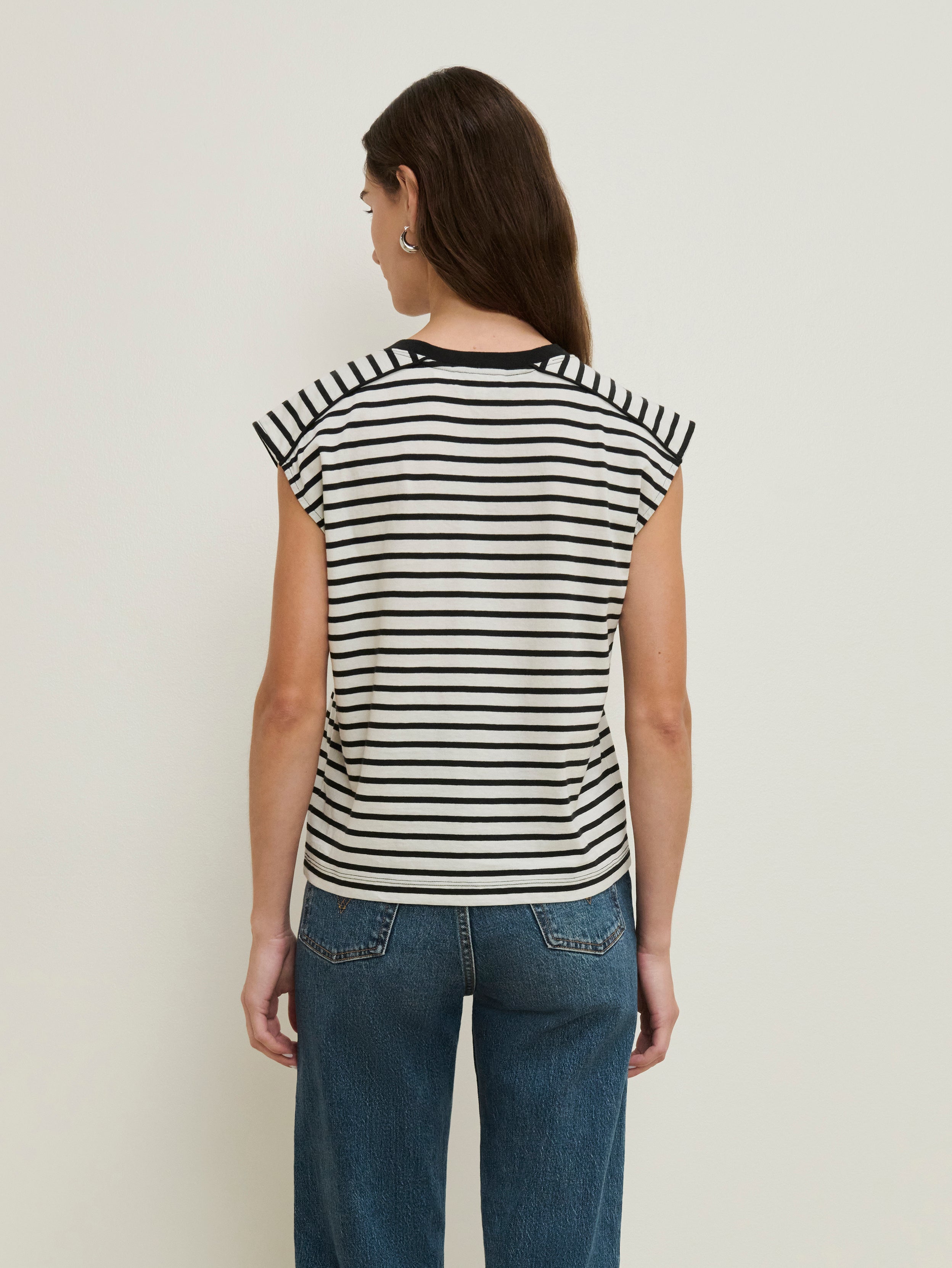 Yoked Bodice Crew Neck Organic Cotton Stripe Tank – Cross Walk Stripe