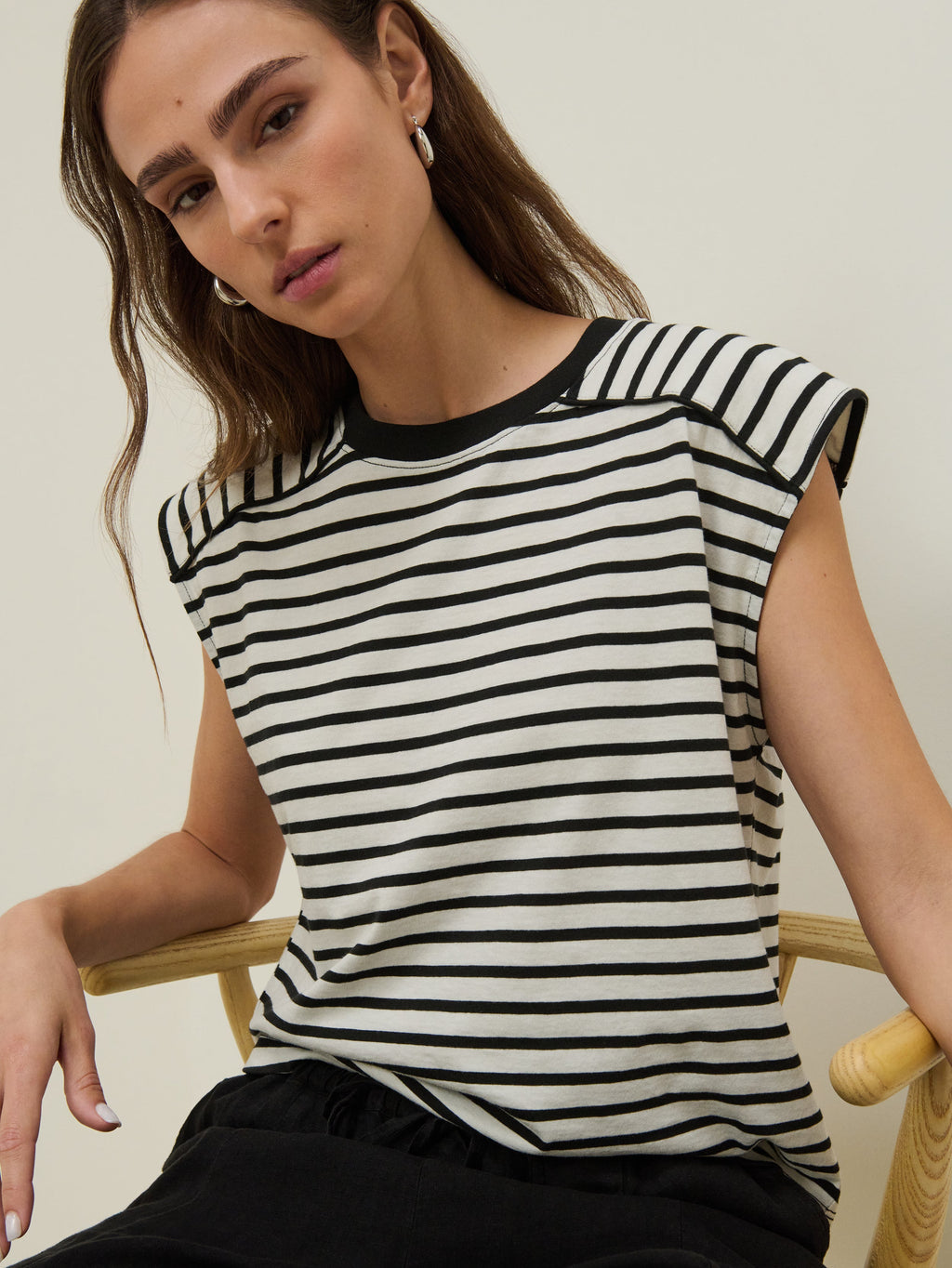 Yoked Bodice Crew Neck Organic Cotton Stripe Tank – Cross Walk Stripe