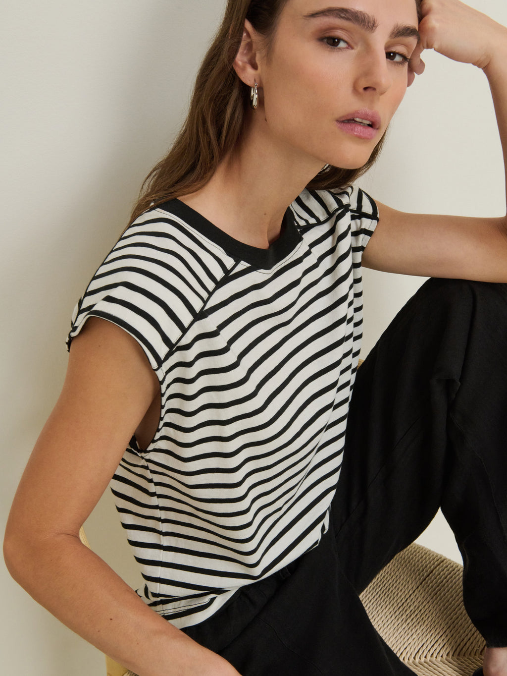 Yoked Bodice Crew Neck Organic Cotton Stripe Tank – Cross Walk Stripe