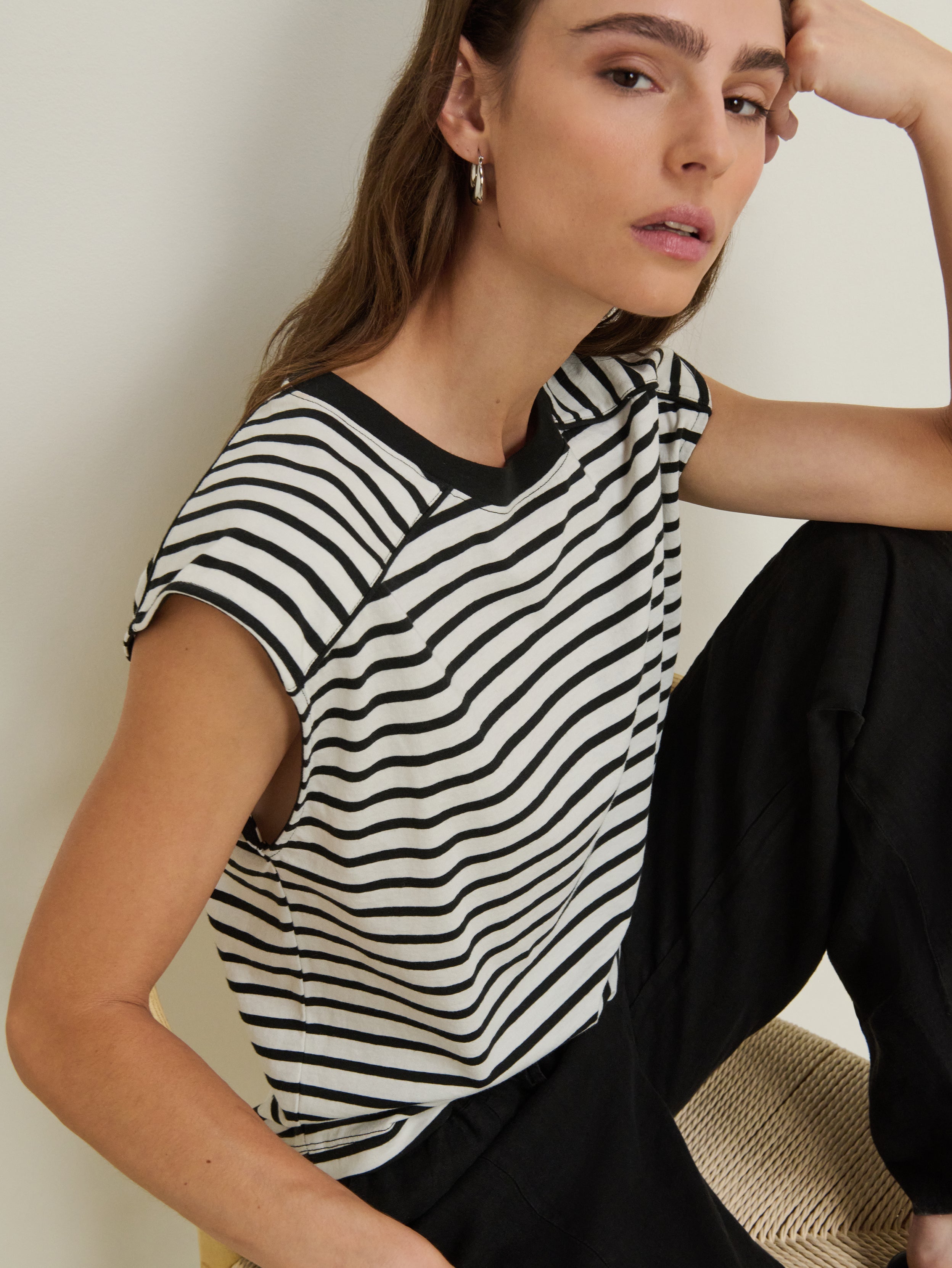 Yoked Bodice Crew Neck Organic Cotton Stripe Tank – Cross Walk Stripe