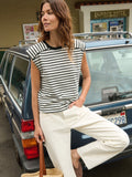 Yoked Bodice Crew Neck Organic Cotton Stripe Tank – Cross Walk Stripe