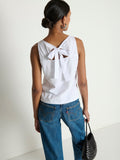 Bow Back Textured Jersey Tank - Optic White