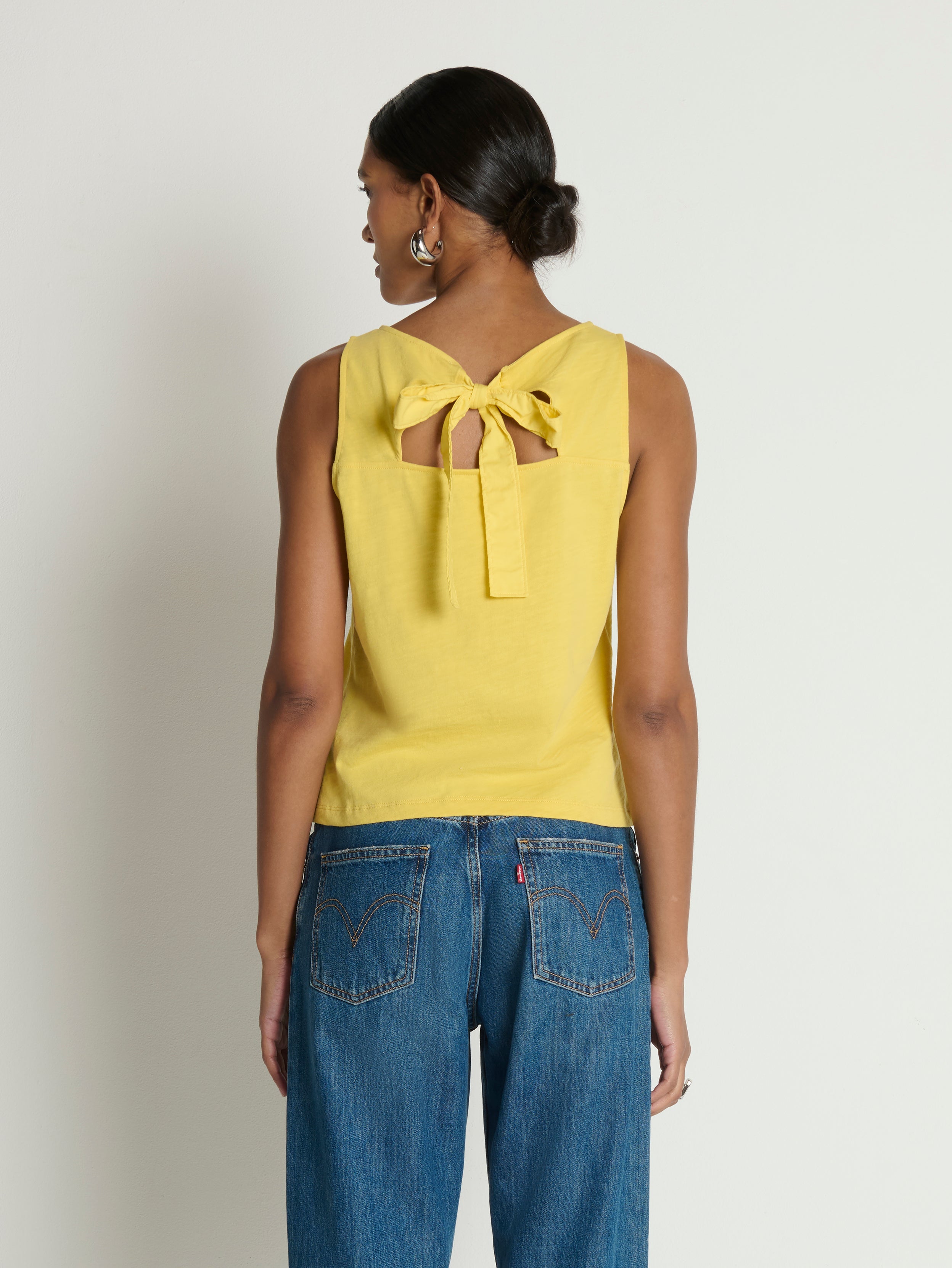 Bow Back Textured Jersey Tank - Sunshine