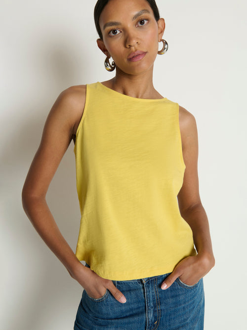 Bow Back Textured Jersey Tank - Sunshine