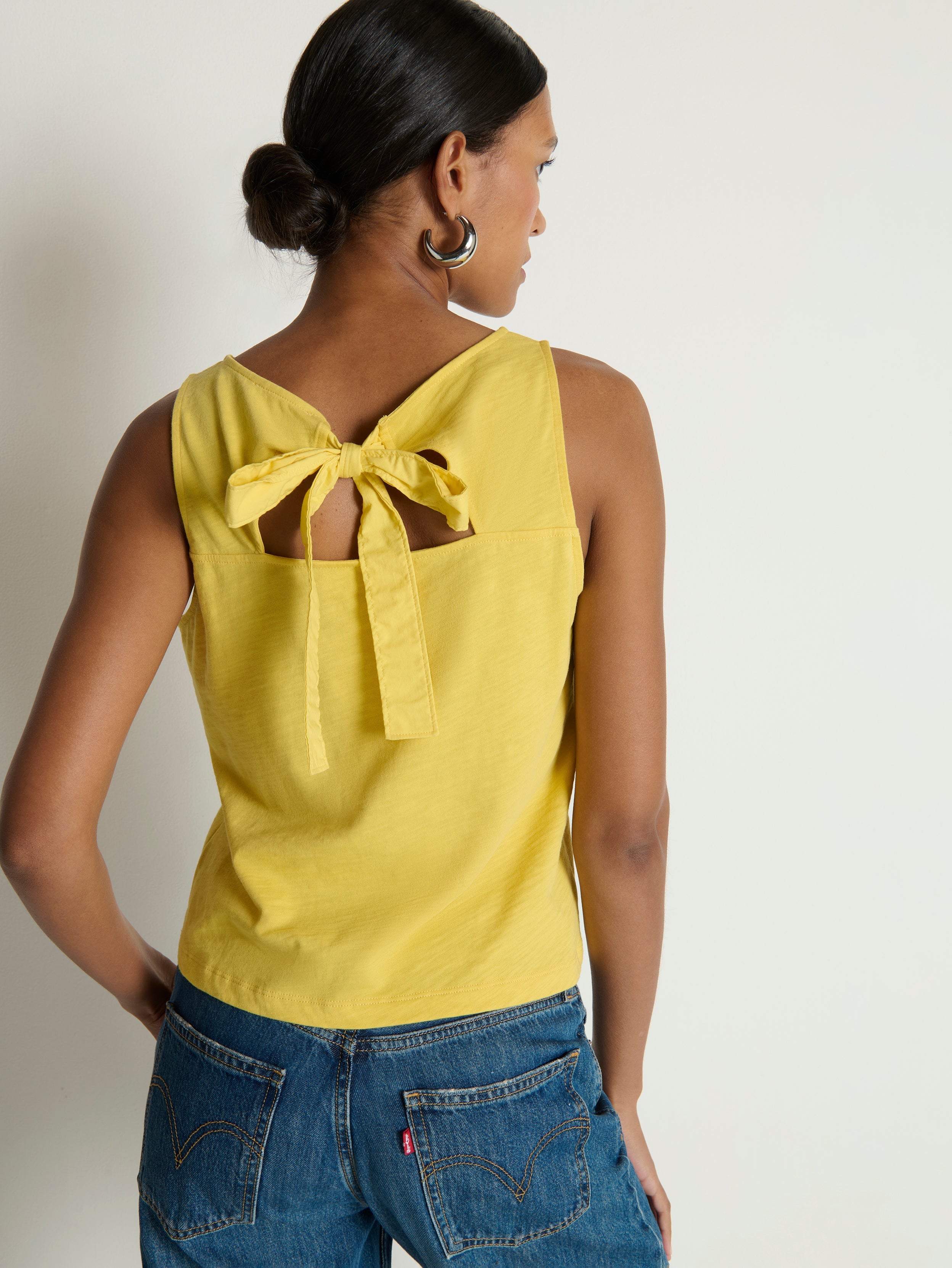 Bow Back Textured Jersey Tank - Sunshine