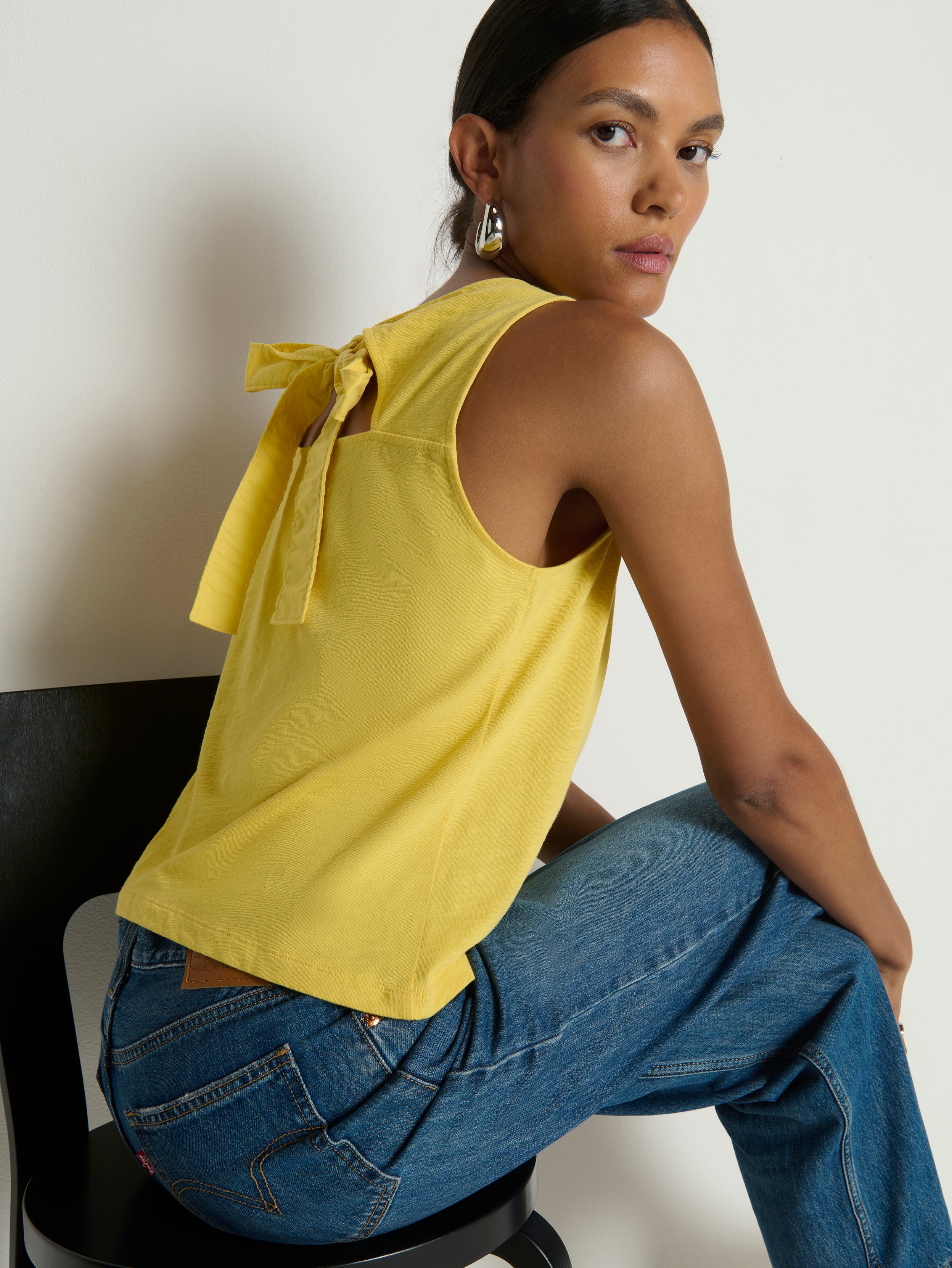 Bow Back Textured Jersey Tank - Sunshine