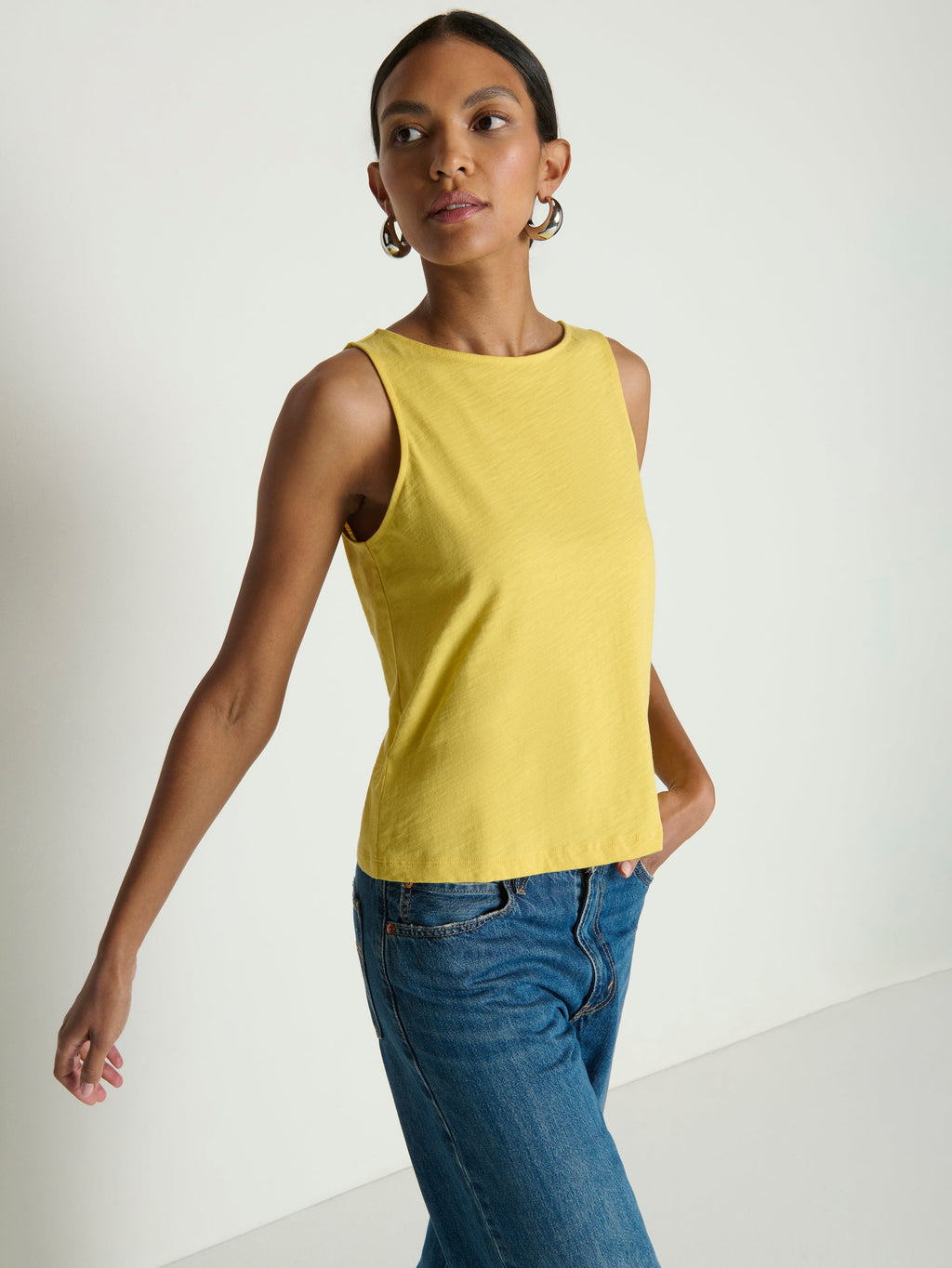 Bow Back Textured Jersey Tank - Sunshine