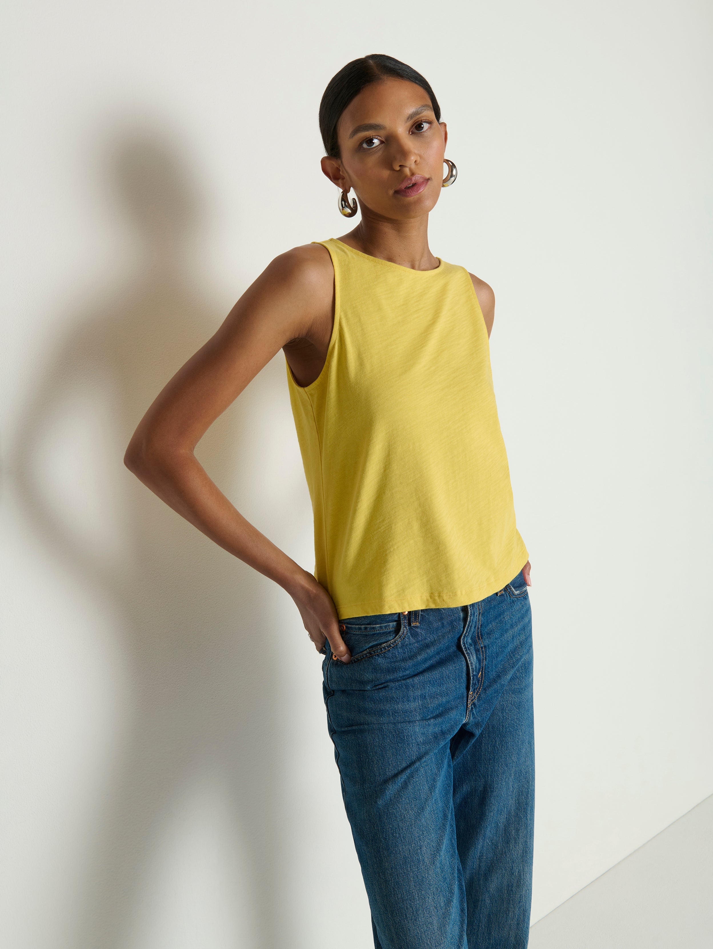 Bow Back Textured Jersey Tank - Sunshine