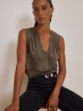 Classic V-Neck Pima Cotton Tank - Olive