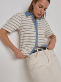 Boxy Puff Sleeve Snap-Front Blouse - Tuscany Stripe